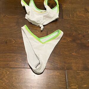 Lovers + Friends White and Neon Green Bikini